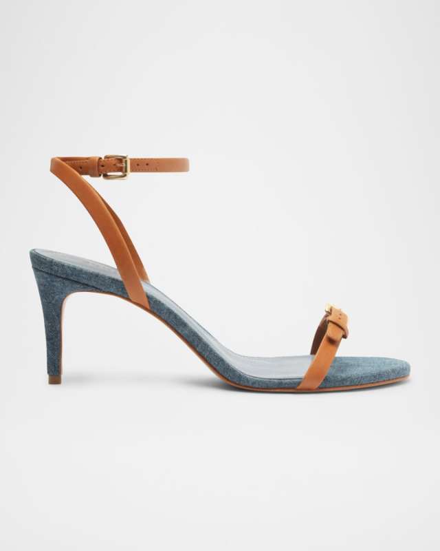 Aurora Leather Buckle Ankle-Strap Sandals